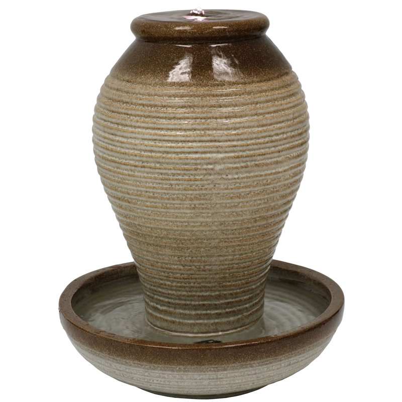 SunnyDaze Decor Ceramic Pottery Vase Water Outdoor Fountain with LED Light Wayfair